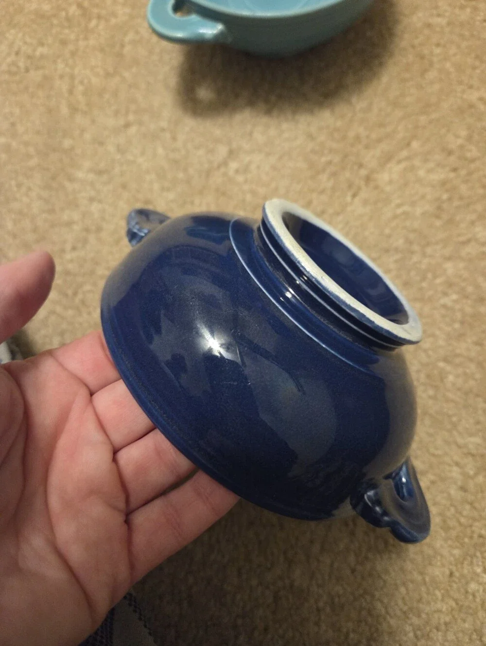 Fiesta Ware Cobalt Blue And Turquoise CREAM SOUP Bowls